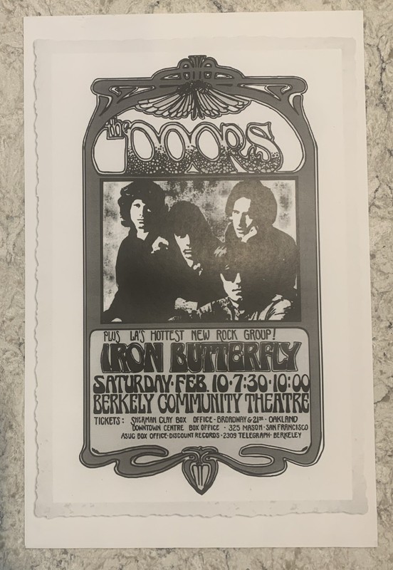 The Doors, Iron Butterfly Berkely Community Theatre February 10th Tour Poster