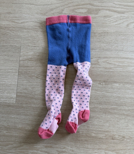 Baby Boden Girl Footed Tights 0-6 Months Blue/Pink Polka Dot Cotton 1 Pair
