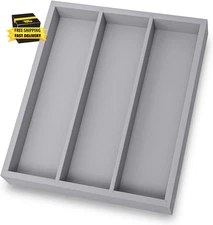 Silverware Organizer Bamboo Kitchen Drawer Organizer, Flatware Organizer Tray fo