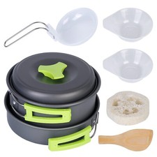 New 9-Piece Camping Cookware Set - Aluminum Pots and Pans for Outdoor Cooking