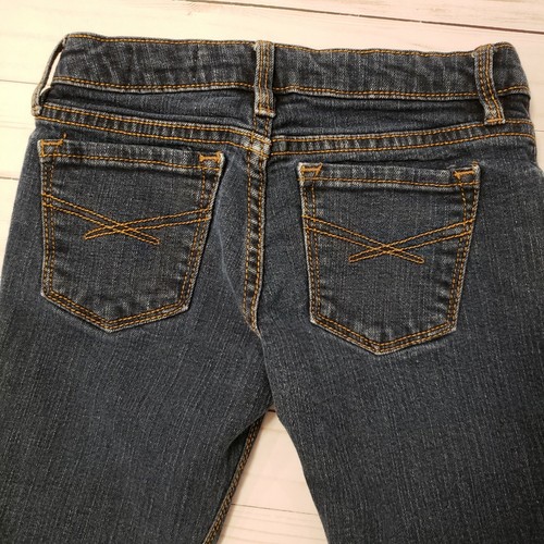 Gap Kids Girls Jeans Skinny Capri Cropped Stretch Dark Denim 8 Adjustable Waist - Picture 3 of 4