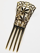 Antique Late Victorian Cut Out Pierced Paste Rhinestone Leaf Foliage Hair Comb