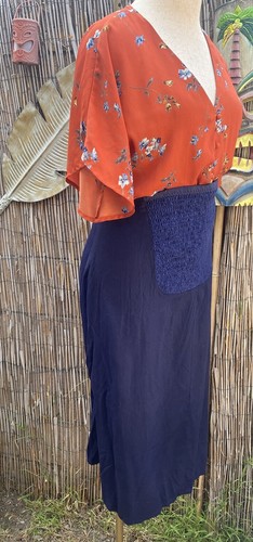 50s Vintage navy Blue Maternity Gab/rayon Skirt - Picture 2 of 8