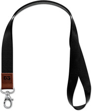 Neck Lanyard Strap for Keys, Genuine Leather End, ID Badge and Keychain Holder