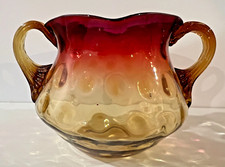 Antique Amberina open sugar bowl; 4" tall, no chips, New England, square top