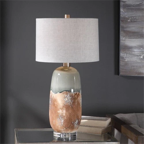 Uttermost Maggie Ceramic Iron and Fabric Table Lamp in Terracotta Rust Brown - Picture 8 of 10