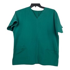 Cherokee Scrub Top Womans Size Medium Solid Green With Pockets