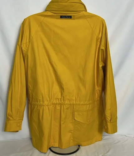 Nautica Women's Size Large Yellow Raincoat Hooded Zip and Snap Front Lined Coat - Picture 16 of 16