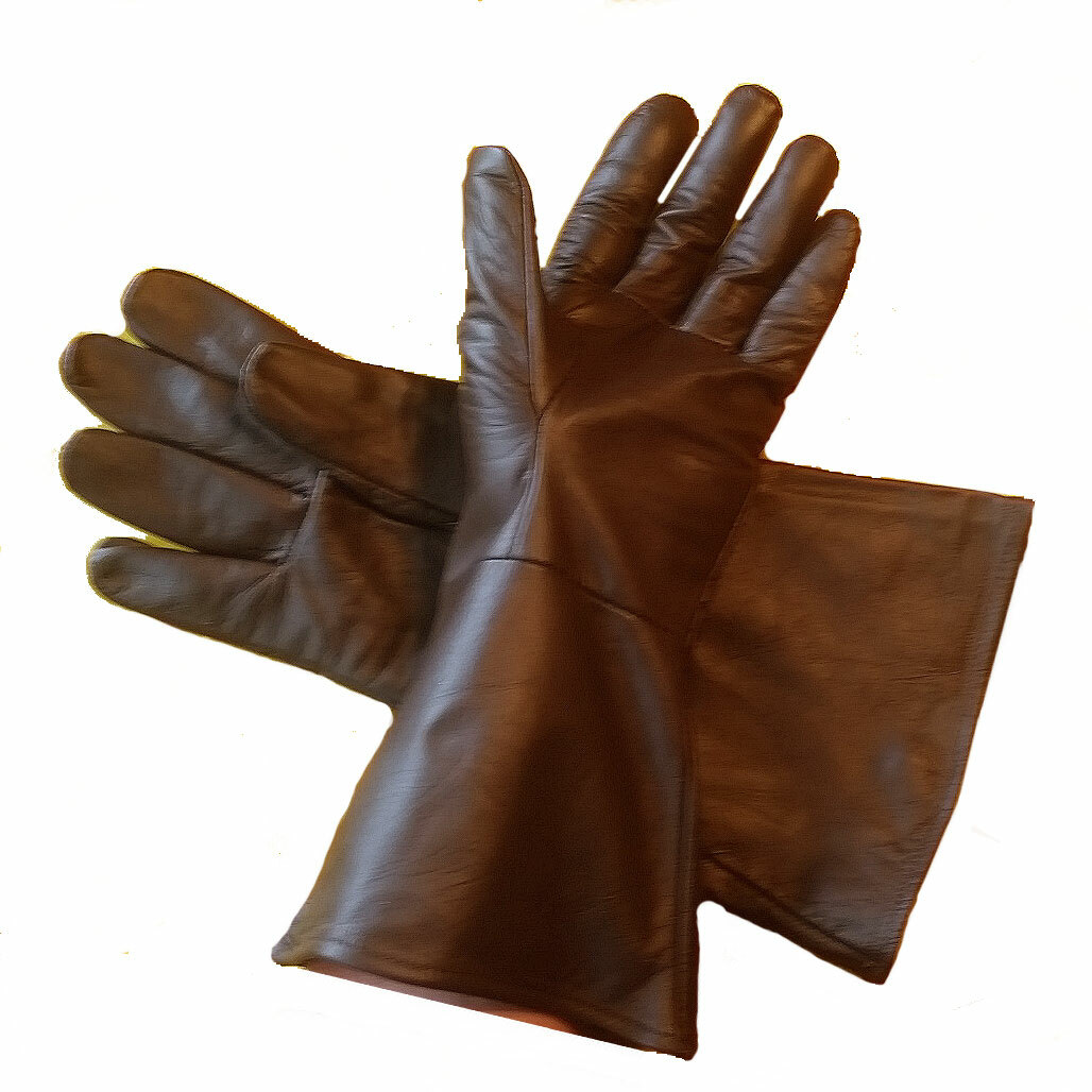 Dark Brown Leather Gauntlet Gloves for Renaissance Faires, Cosplay