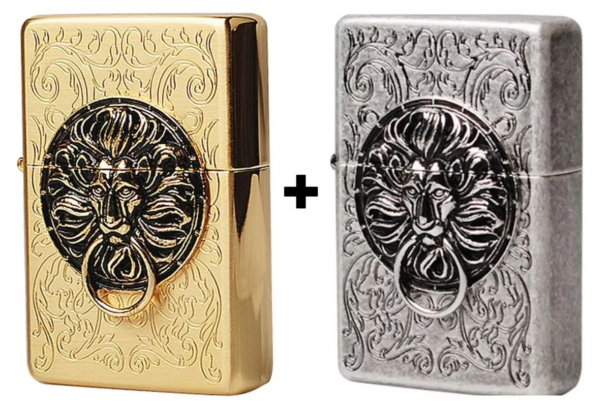 Zippo Lighter Lion Gate Windproof Genuine Org New Packing Set 6 Flints Free  GIFT