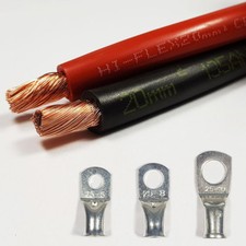 20mm 135 A Amps 20mm2 Flexible PVC Battery Welding Cable FREE LUG PER METRE