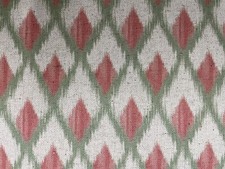 Olivares Trellis Linen Green Pink Rust 280cm Width Curtain Blind Upholstery
