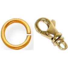 14K Gold 18GA Jump Rings 7.2mm Designer Lobster Swivel Jewelry Clasp 12mm Kit