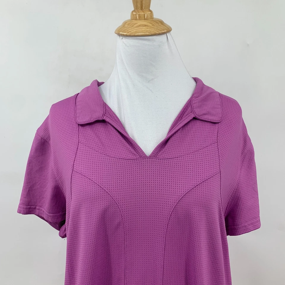 Polo de golf Lija para mujer XL extra grande púrpura cuello en V mezcla de nailon atlético Foto 3 de 4