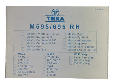 Tikka M595/695 RH Rifle  Beretta Owners + Languages Manual Right Hand