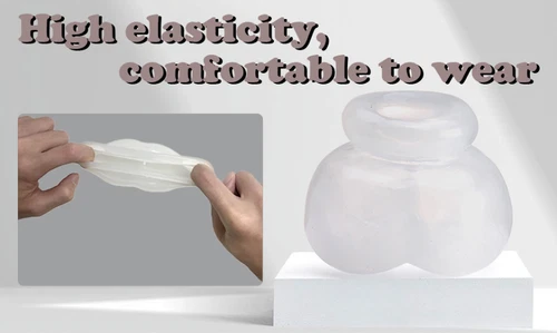 Silicone Chastity Cage Ball Bag Scrotal Restraints Testicles Stretcher for Male - Picture 13 of 35