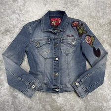 Fubu Fatty Girl Women's Denim Jacket Size M Embroidered Sequin Y2k Grunge Hiphop