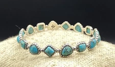 SILPADA-Sterling Silver Southwest 'Turquoise Pools' Bangle Bracelet B3218