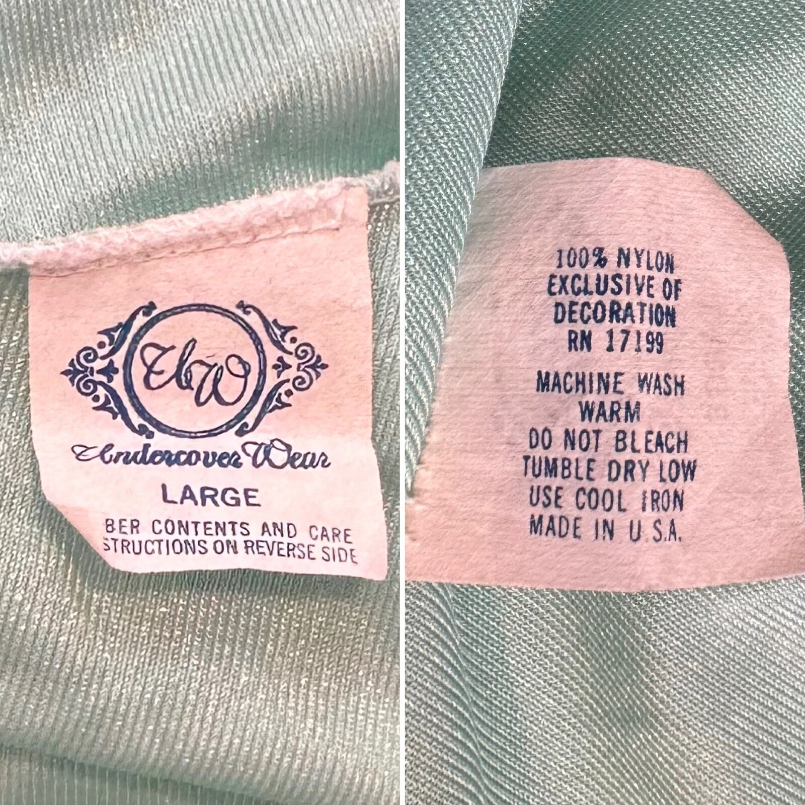 UNDERCOVER Maxi abito slip vintage anni '80 raso seta pastello verde pizzo pizzo L