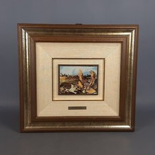 Quadro Serigrafia Su Lastra Argento Gatto Con Nibbio Vintage XX Sec.