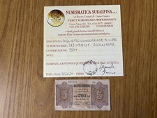 BIGLIETTO CONSORZIALE 5 LIRE 30 4 1874 certificato BB+