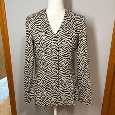 Doncaster Zebra animal print tailored fit jacket black white size 4
