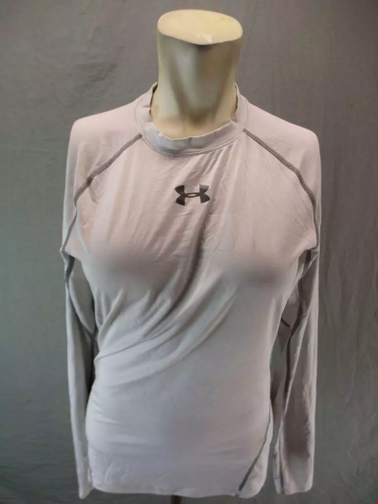 Under Armour Size L Womens Gray HeatGear Long Sleeve Compression Shirt Top  2G300