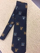 Vintage Mens Tie- 1960-70's -Solid Navy w/designs Collegiate Style Classic- 21D