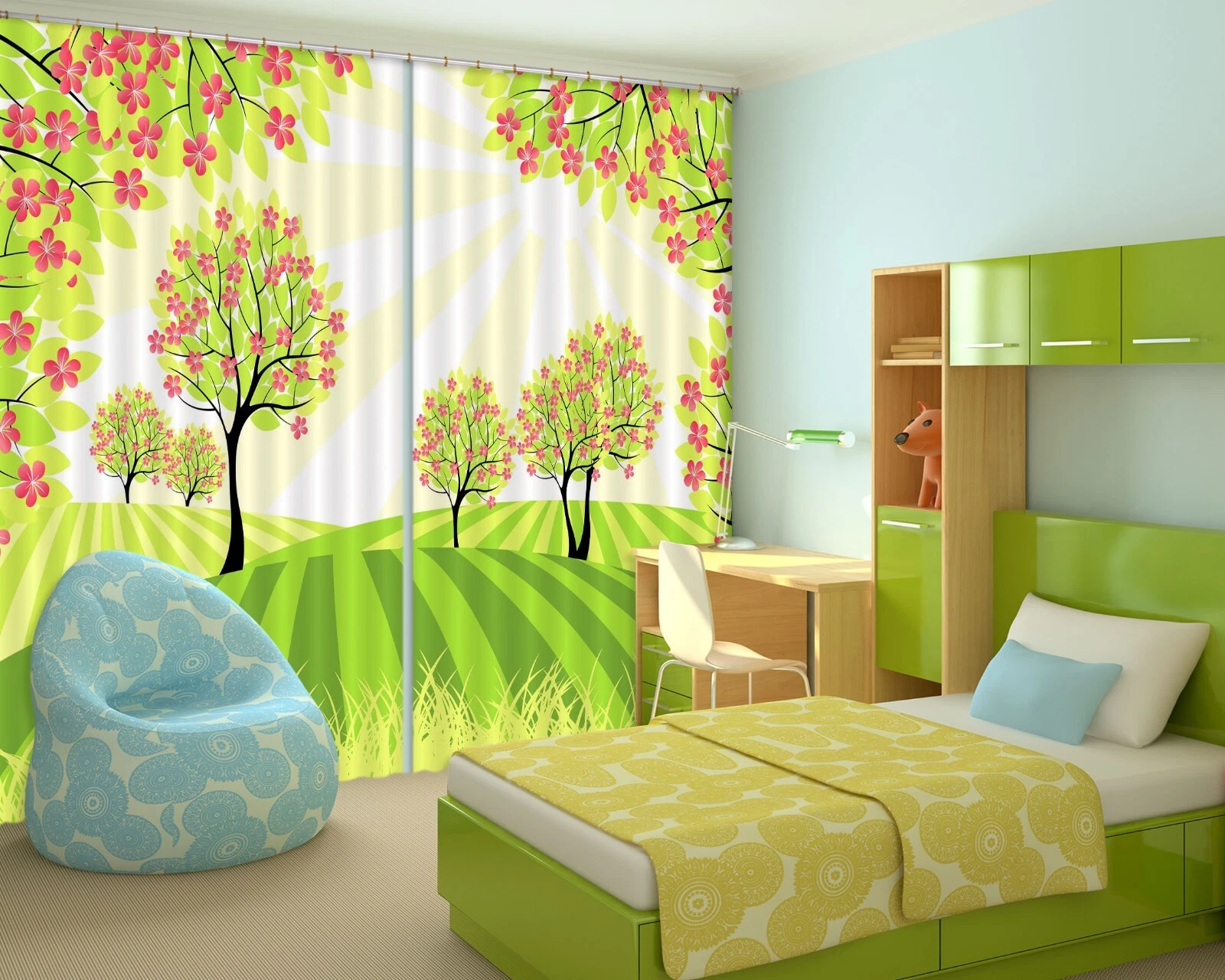3D Cartoon Petal Tree ZHUB1134 Photo Curtain Window Blockout Fabric Amy 2023