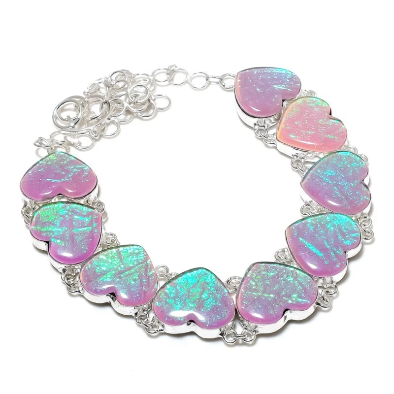 Purple Triplet Opal Gemstone Handmade 925 Sterling Silver Necklace Wadding Gifts - Image 4 of 4