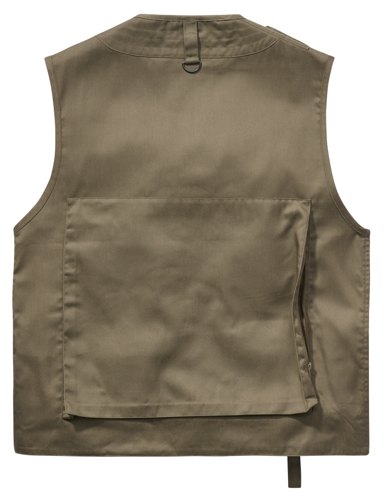 Brandit Men's Hunting Vest - Olive Green Outdoor Vest With Multiple Pockets Size S