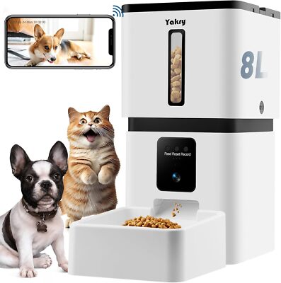 Automatic Dog Feeder with Camera WiFi: 33 Cups 5G App Control Easy Setup Cat... 