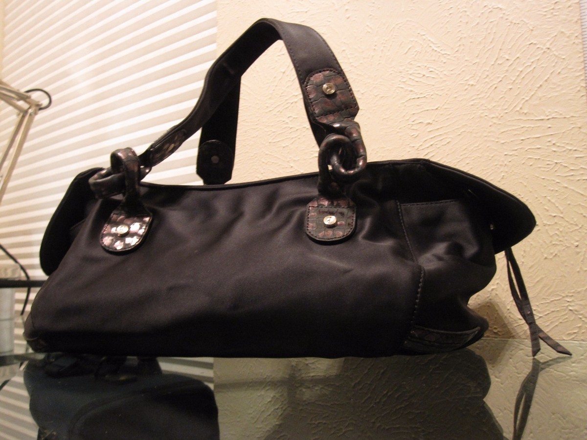 Donald J Pliner navy blue Nylon Leather Tote Braided‎ Handles Donald J Pliner Shoulder Bags for Women for sale | eBay main image 3