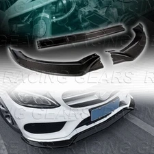 REAL CARBON FIBER FRONT BUMPER LIP 3PCS FIT 15-18 MERCEDES-BENZ W205 C-CLASS