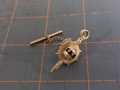Vintage Phi Kappa Phi Fraternity Honor Society Gold Tone Key Pin Fob