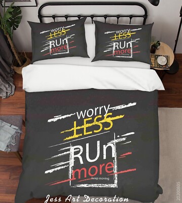 3D Text Slogan Illustration Quilt Cover Set Bedding Sets Pillowcases Queen