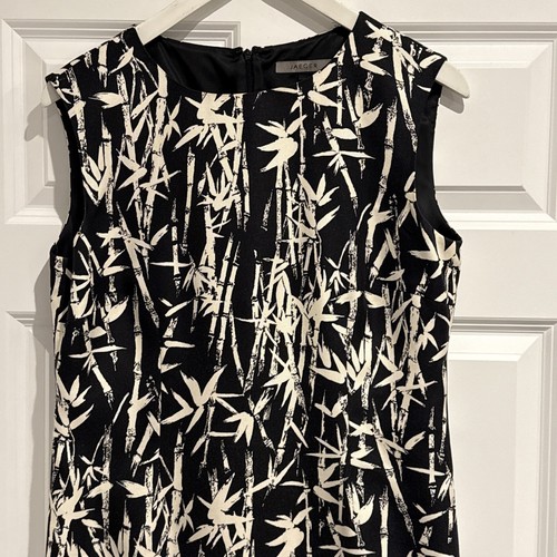 Vestido para mujer Jaeger negro blanco floral 100 % seda forrado sin mangas talla 14 - Imagen 2 de 6