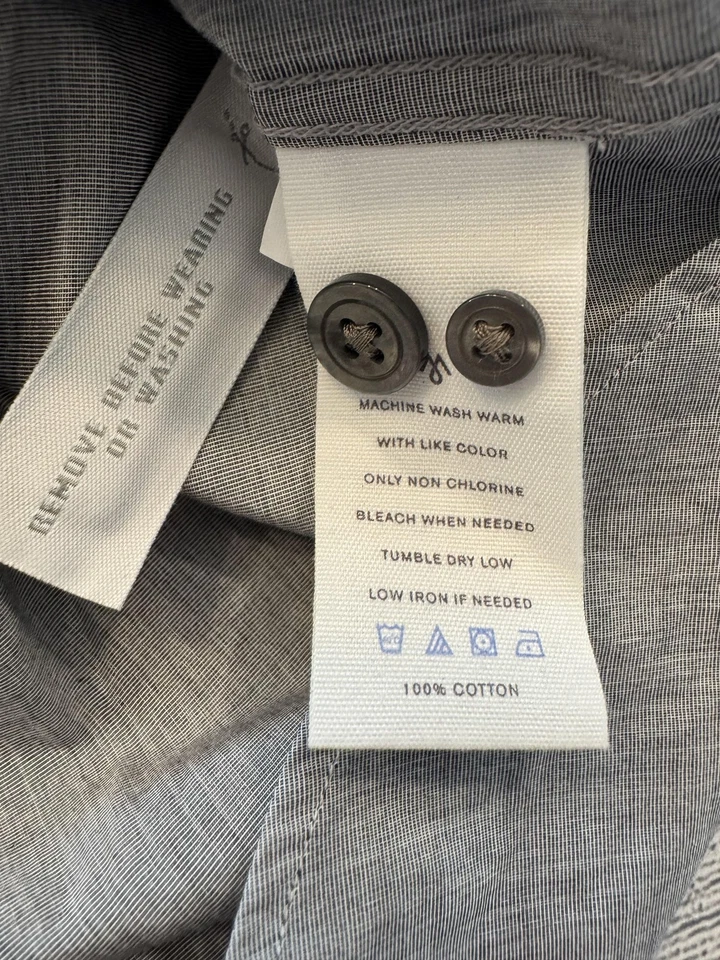 Martin Osa Shirt Mens Small Gray Button Up Long Sleeve Casual Classic Cotton - Image 4 of 4