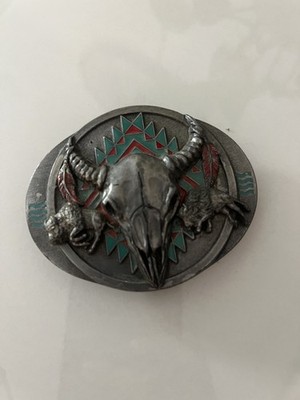 Siskiyou Buckle Co.Buffalo Skull Gürtelschnalle von 1992