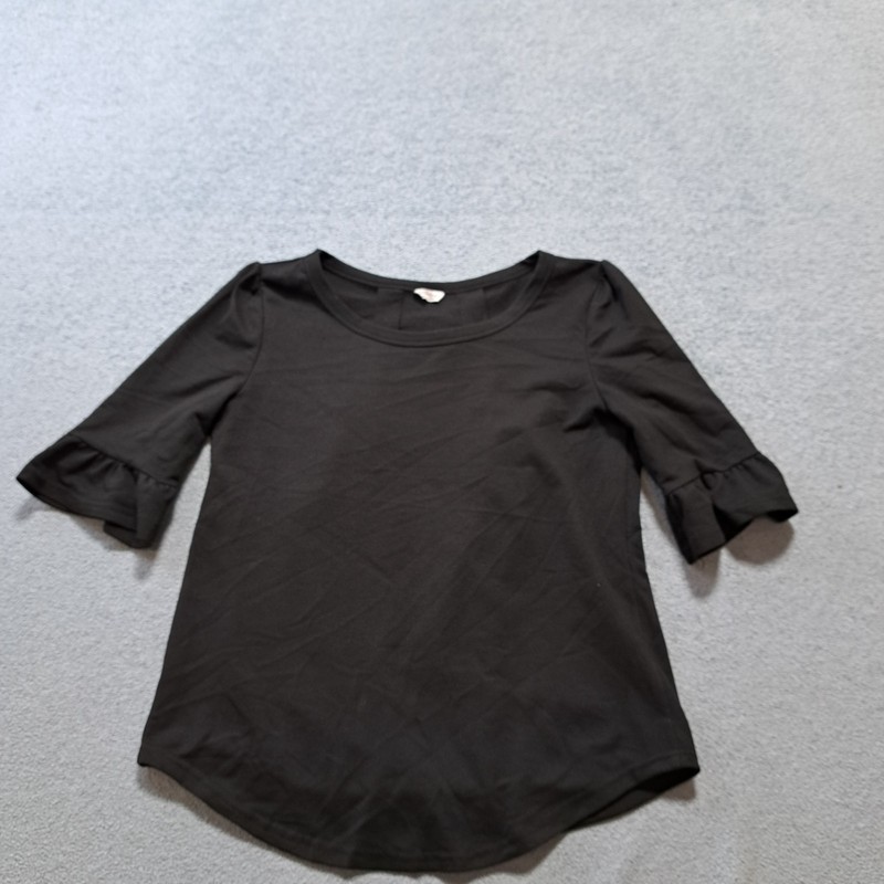 Meaveor Women's Blouse Top Black Casual Round Neck 3/4 Sleeve size S