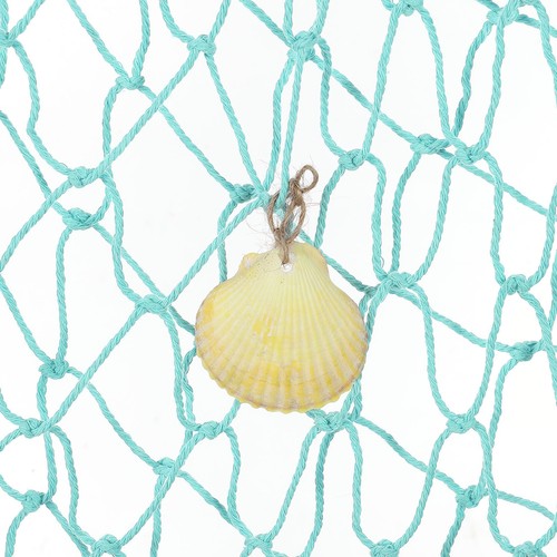 Fishing Net Decor, 80" x 60" Fish Net Decor with Sea Shells, Blue - Picture 4 of 6