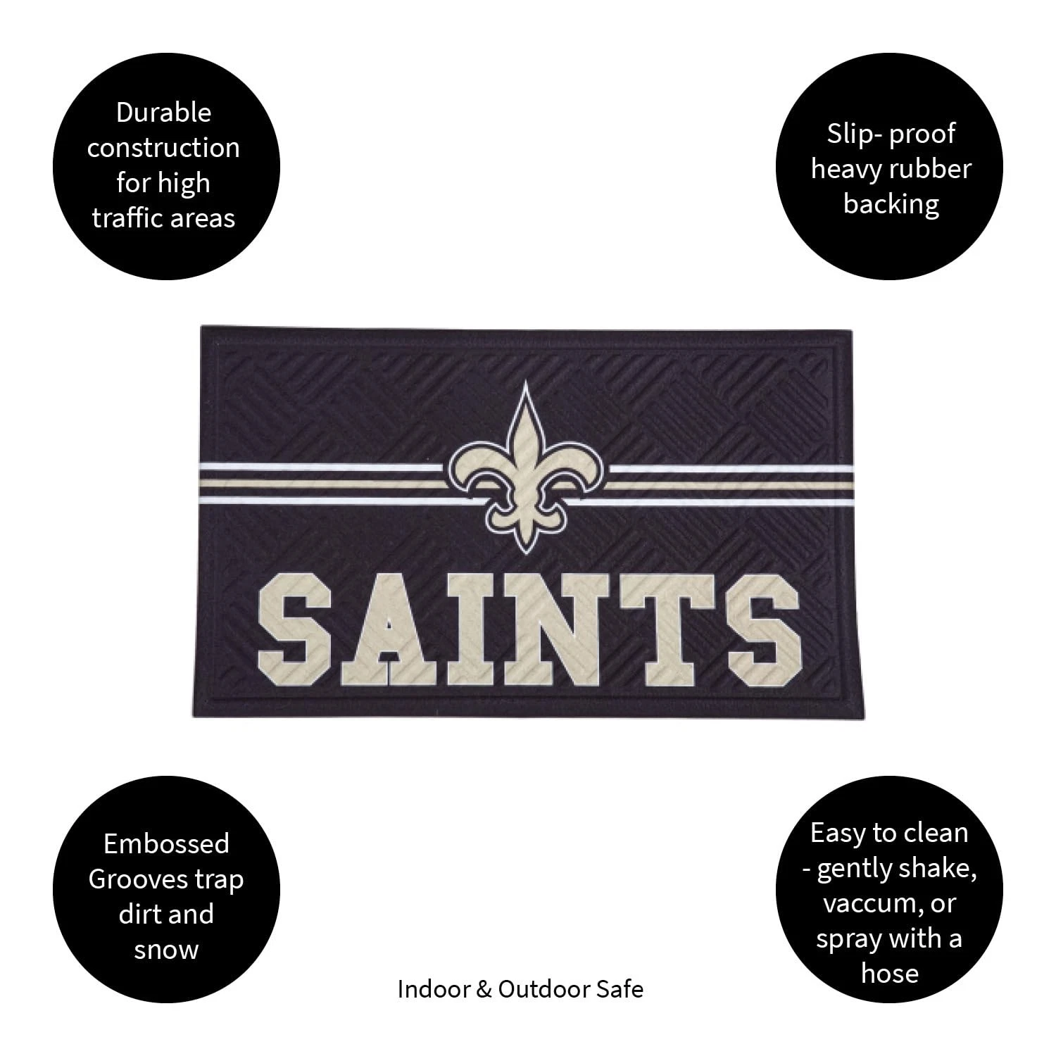football Entrance Doormat | 28 x 16 Inches | Embossed Cross Hatch | Non - Slip Bac...