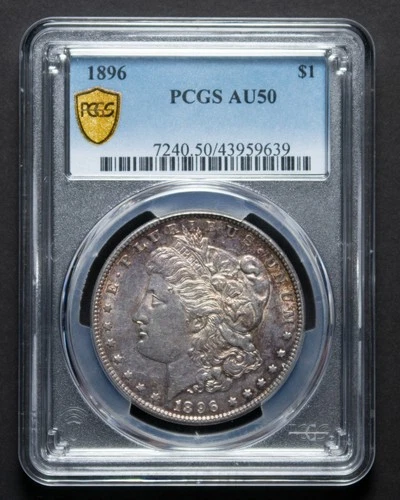 1896 Morgan Silver Dollar PCGS AU50 Toning