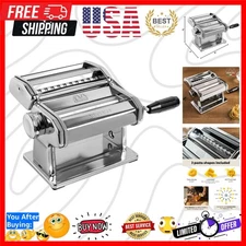 Made in Italy 150 Classic Manual Pasta Maker Machine, Chrome Steel. Makes Las...