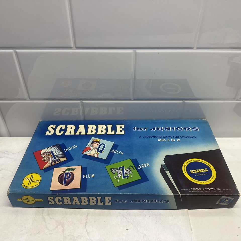 Scrabble for Juniors Crossword Game for Children 1958 Selchow & Righter COMPLETE - Image 2 of 4