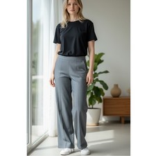 Carolina Herrera Silk Wide Leg Zip Back Pants Side Stitching Silver/Gray Size 6