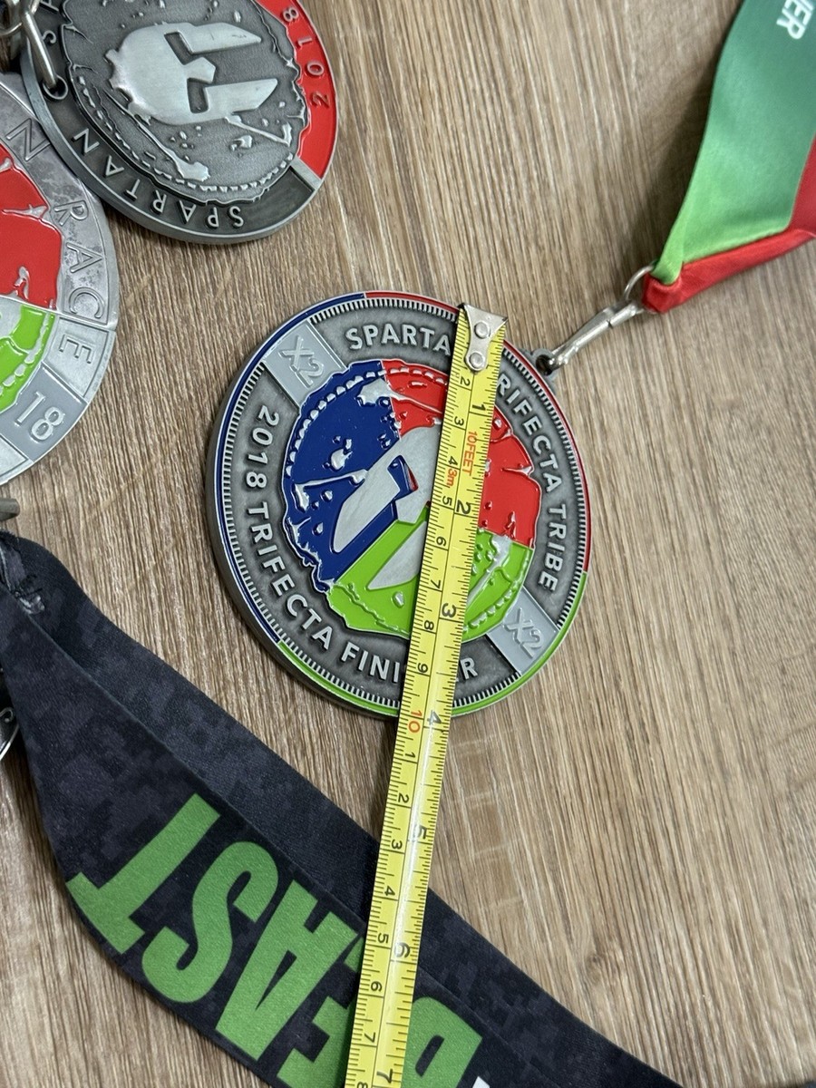 2018 Spartan X2 Race Trifecta Tribe Medals Set Wedge Beast Super