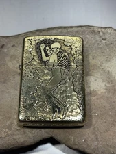 RARE Zippo lighter Armor Brass 2-side “love you forever “ New In Velvet Box