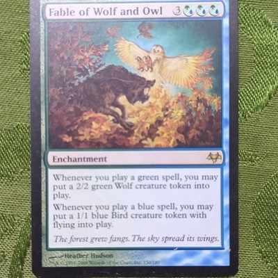 Magic: The Gathering Eventide Fable of Wolf and Owl Rare Enchantment 150 Token