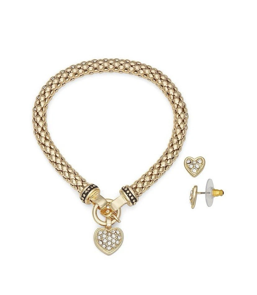 Nine West | Juego de pulsera y pendientes de corazón pavé Nuevo Foto 3 de 3